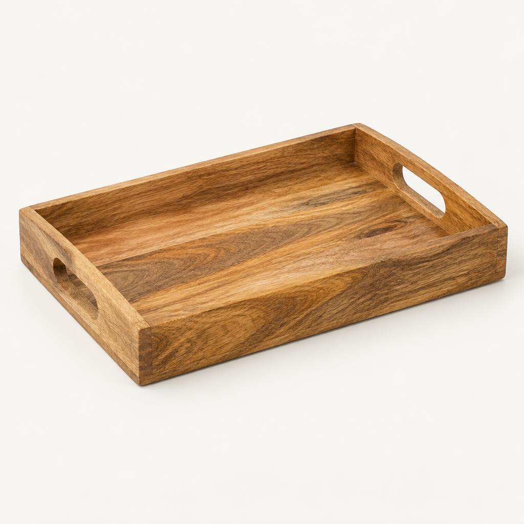 Mango Wood Serving Tray with Cut-Out Handles, 40 cm – view 1