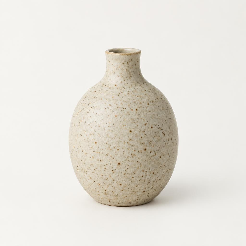 Speckled Stoneware Bud Vase, Matte Oatmeal, 18 cm – view 1