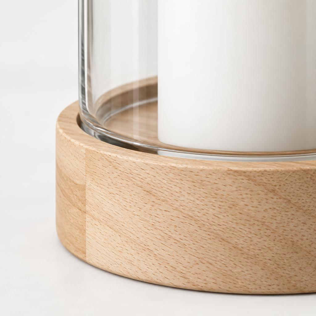 Wood and Glass Hurricane Candle Holder, 25 cm – view 3