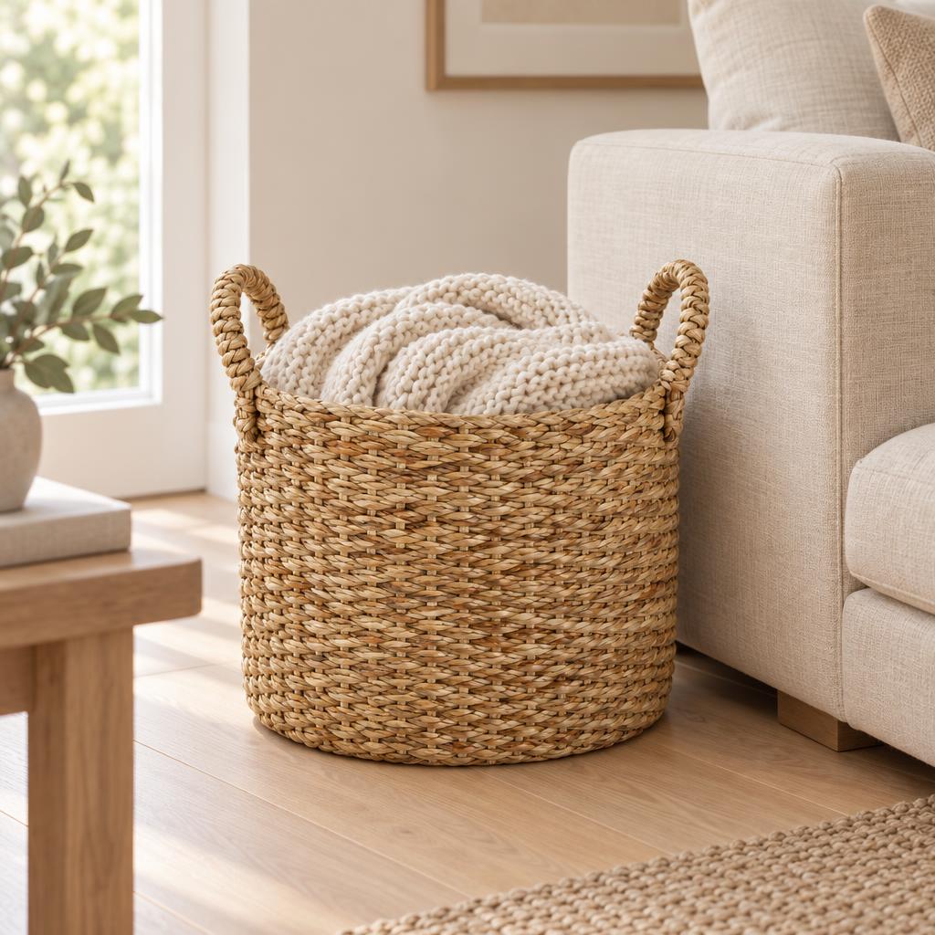 Round Seagrass Storage Basket with Handles, 30 cm – view 4