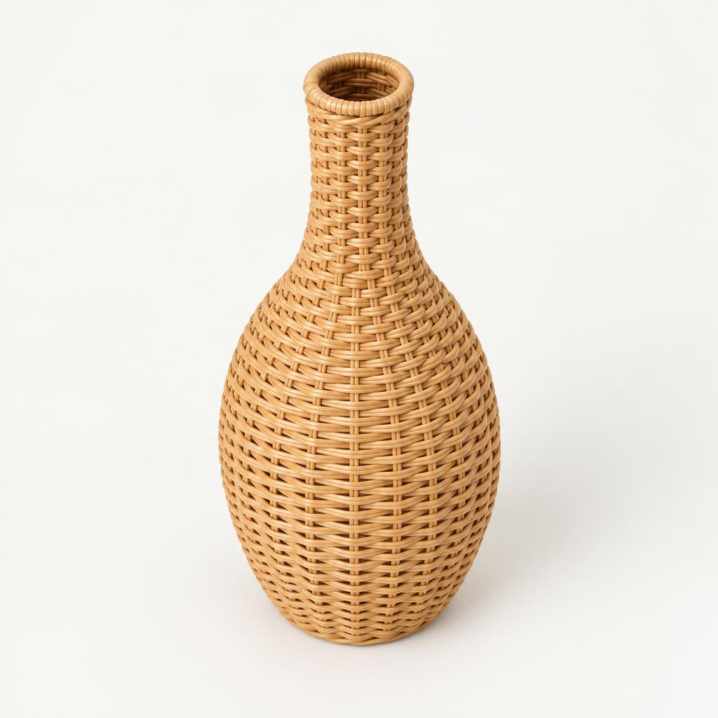 Handwoven Rattan Bottle Vase, Natural, 30 cm – view 2