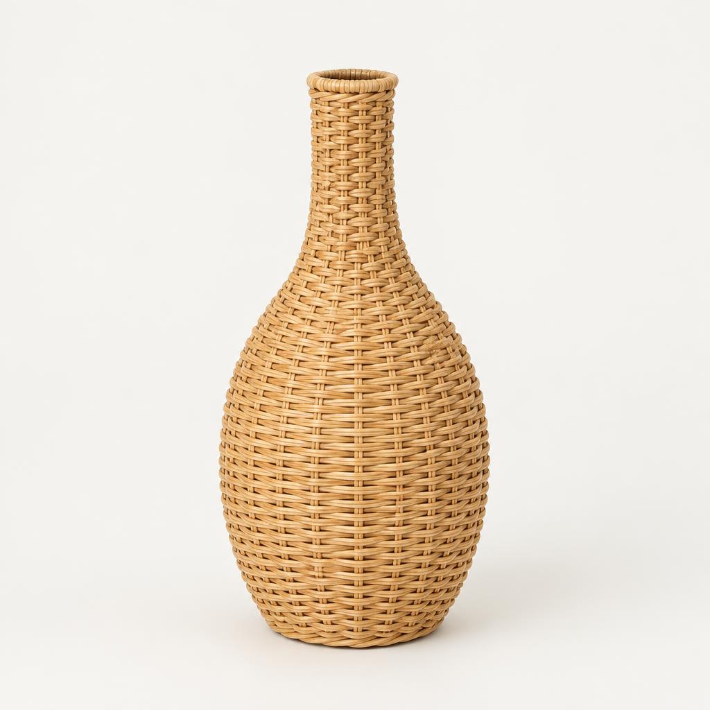Handwoven Rattan Bottle Vase, Natural, 30 cm – view 1