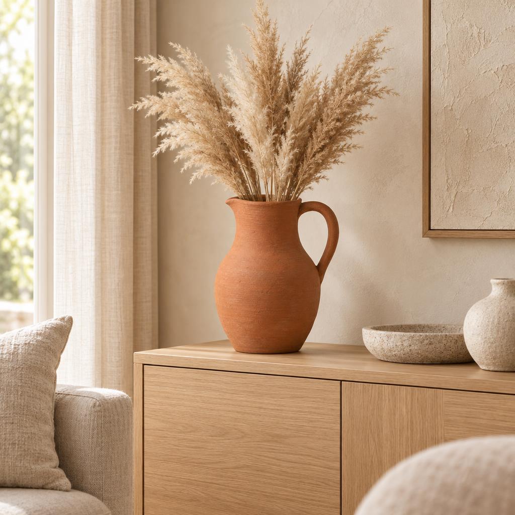 Handmade Terracotta Pitcher Vase, Raw Clay, 22 cm – view 4
